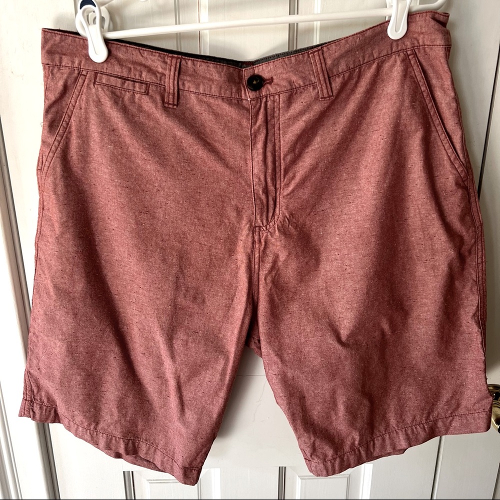 Mens QUIKSILVER Light Red Linen Look Shorts Size 36